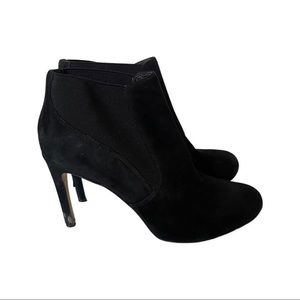 Via Spiga Size 8.5 Eur 39.5 Leather Black Bootie Heels Slip On